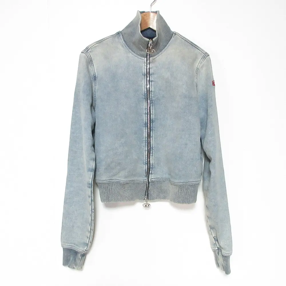 DIESEL ディーゼル スウェットデニム トラックジャケット クロップド ジップ ブルゾン L ブルー