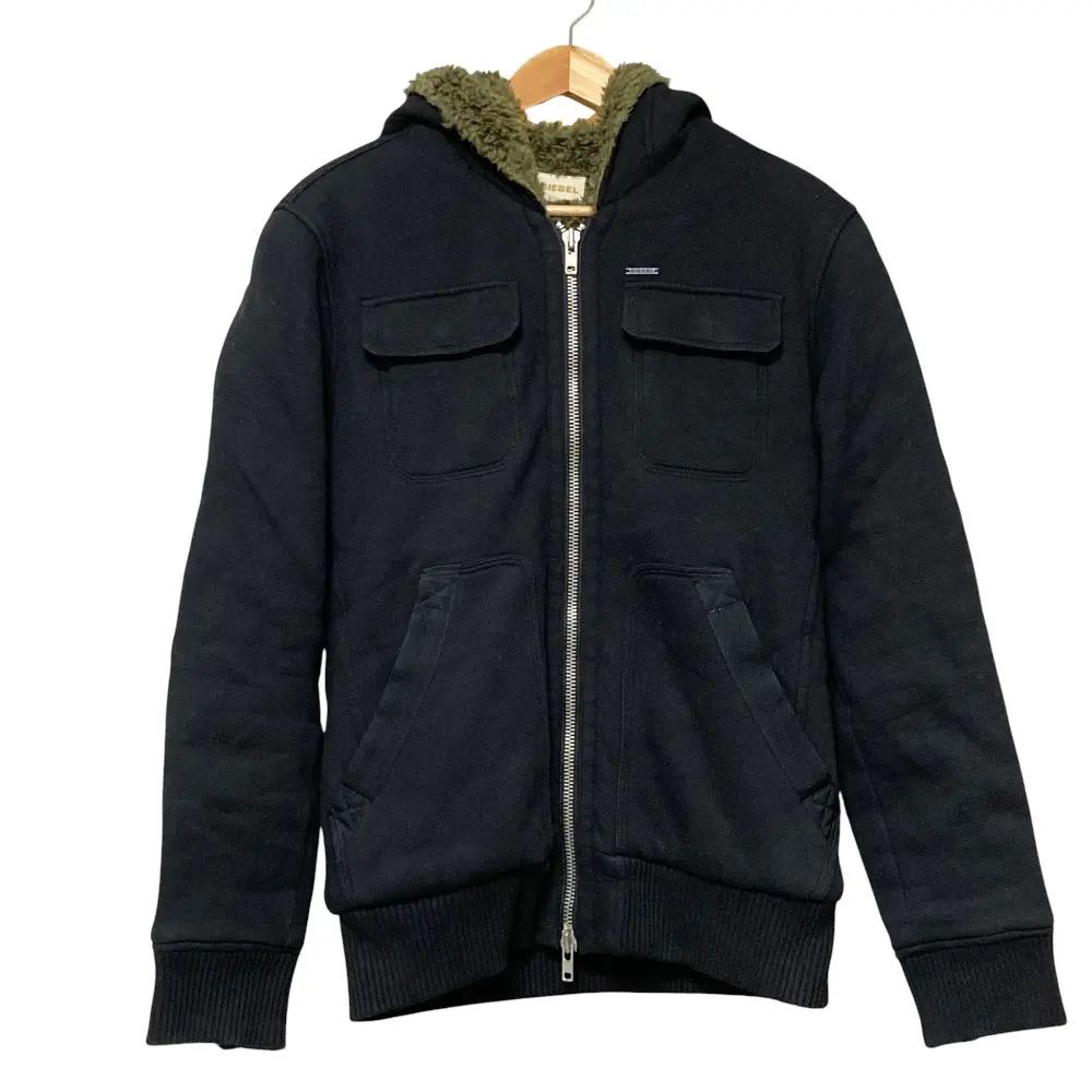 DIESEL ディーゼル 裏ボア パーカージャケット S ブラック