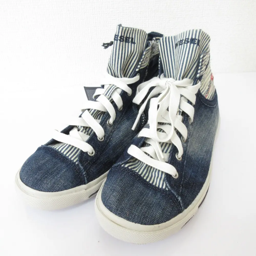 DIESEL ディーゼル デニム サイドファスナー スニーカー サイズ24.5cm インディゴ 
