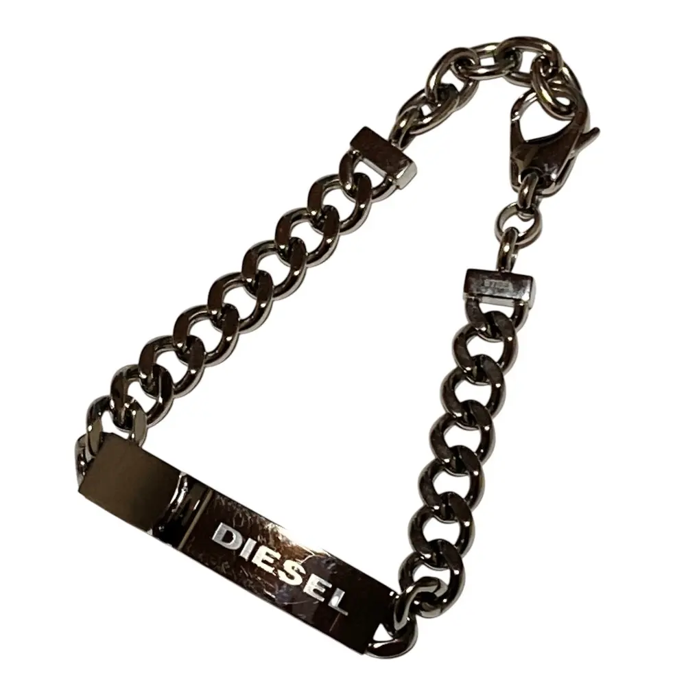 DIESEL ディーゼル IDプレートチェーンブレスレッド シルバーカラー