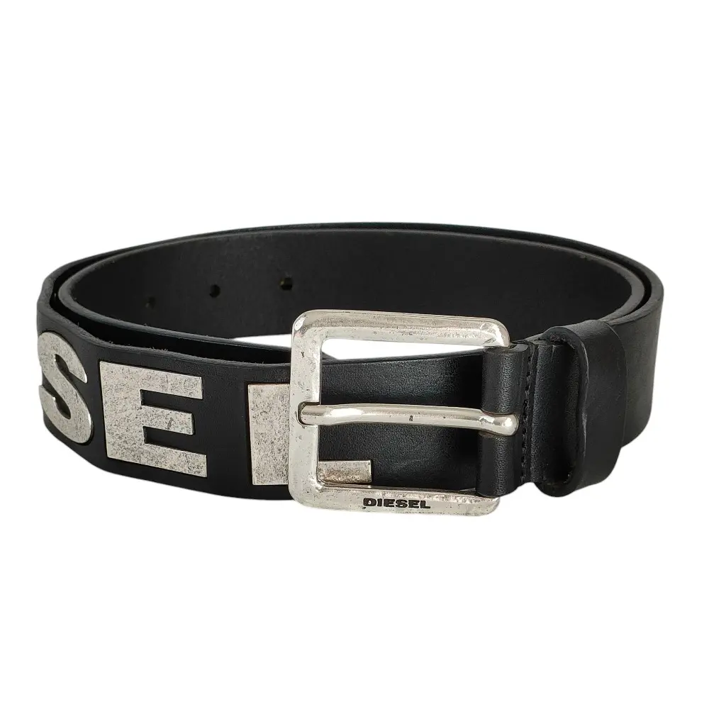 DIESEL ディーゼル レザー メタルロゴデザイン ピンバックルベルト B-BOLD X03733 85cm ブラック の買取実績【2025年9月買取】