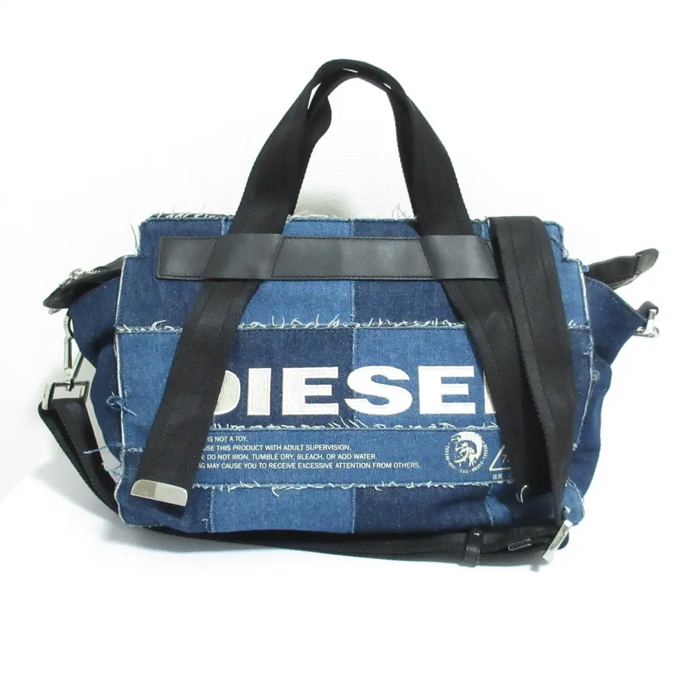 DIESEL ディーゼル デニムパッチワーク 2WAY トートバッグ ショルダーバッグ ブルー