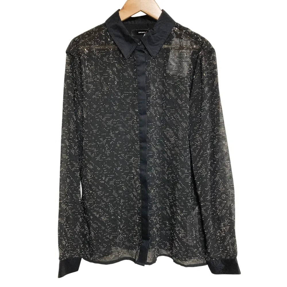 DIESEL ディーゼル C-MARY SHIRT マルチスタッズ ラインストーン ロングスリーブ シャツ ブラウス XS ブラック 