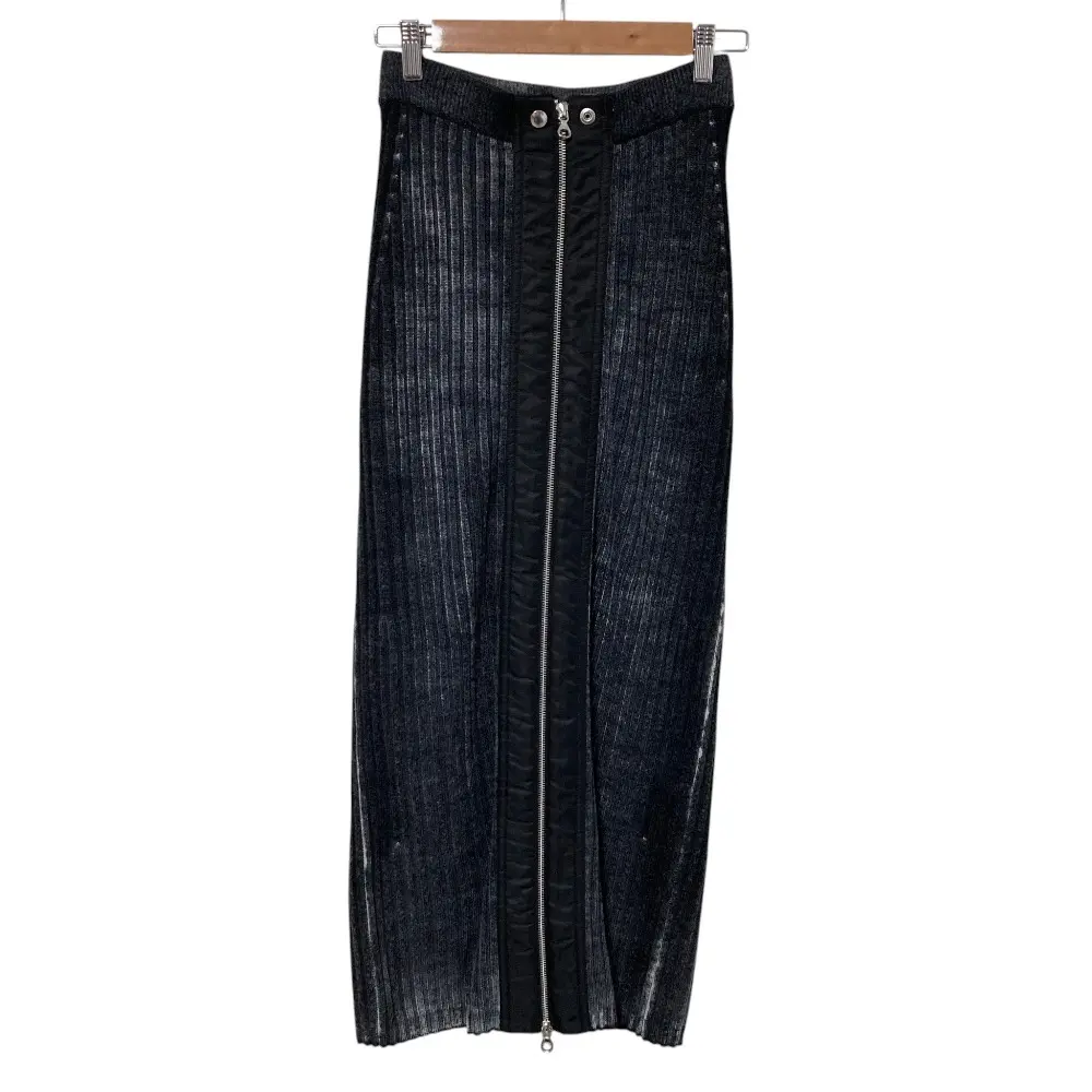 24AW DIESEL ディーゼル M-ASI フロントジップ タイト ロング リブニットスカート サイズS ブラック