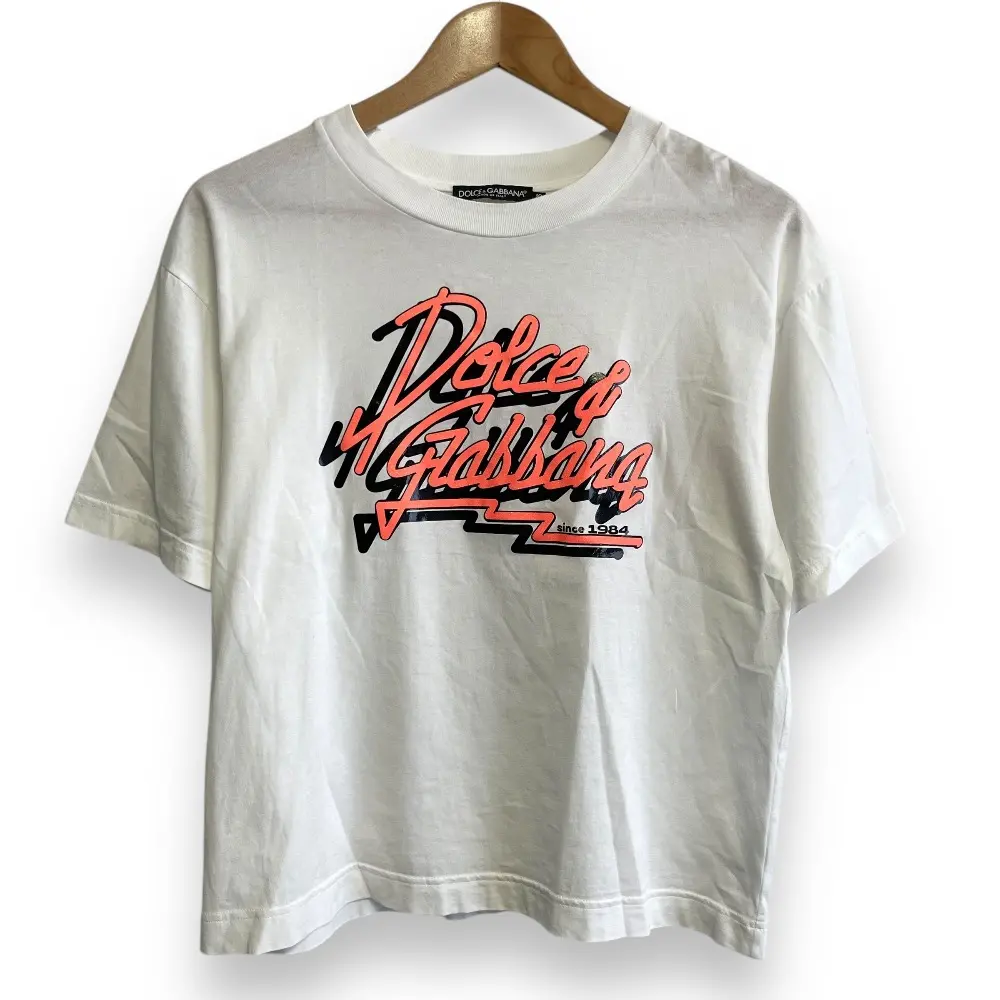 DOLCE&GABBANA ドルチェ&ガッバーナ 半袖 クルーネック ロゴプリント Tシャツ カットソー オーバーサイズ XXS ホワイト