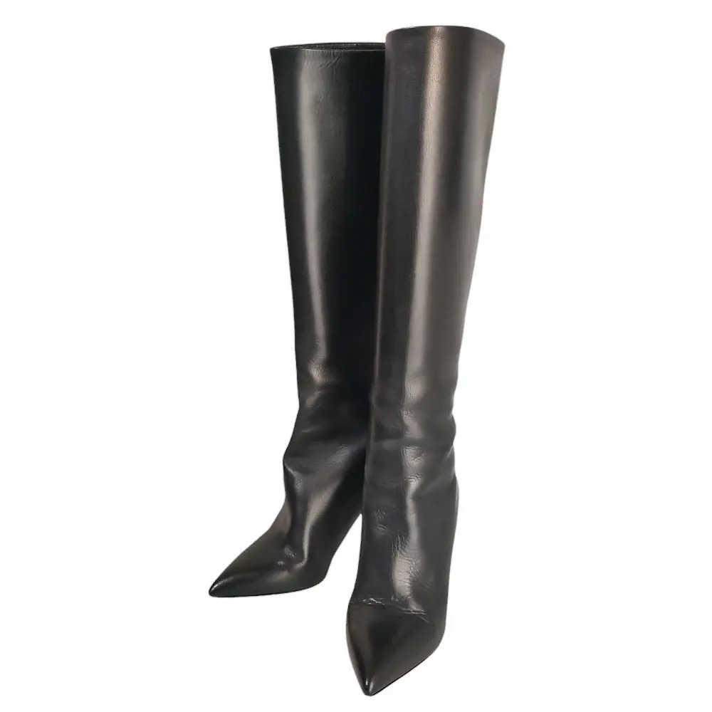 DOLCE&GABBANA ドルチェ&ガッバーナ レザー バックジップ ポインテッドトゥ ロングブーツ 36 23cm相当 ブラックの買取実績【2024年9月買取】