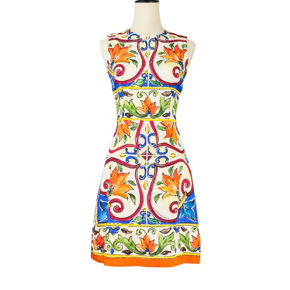 Dolce & Gabbana ドルチェアンドガッバーナ マヨリカ ジャガードドレス ワンピース サイズ36 マルチカラー
