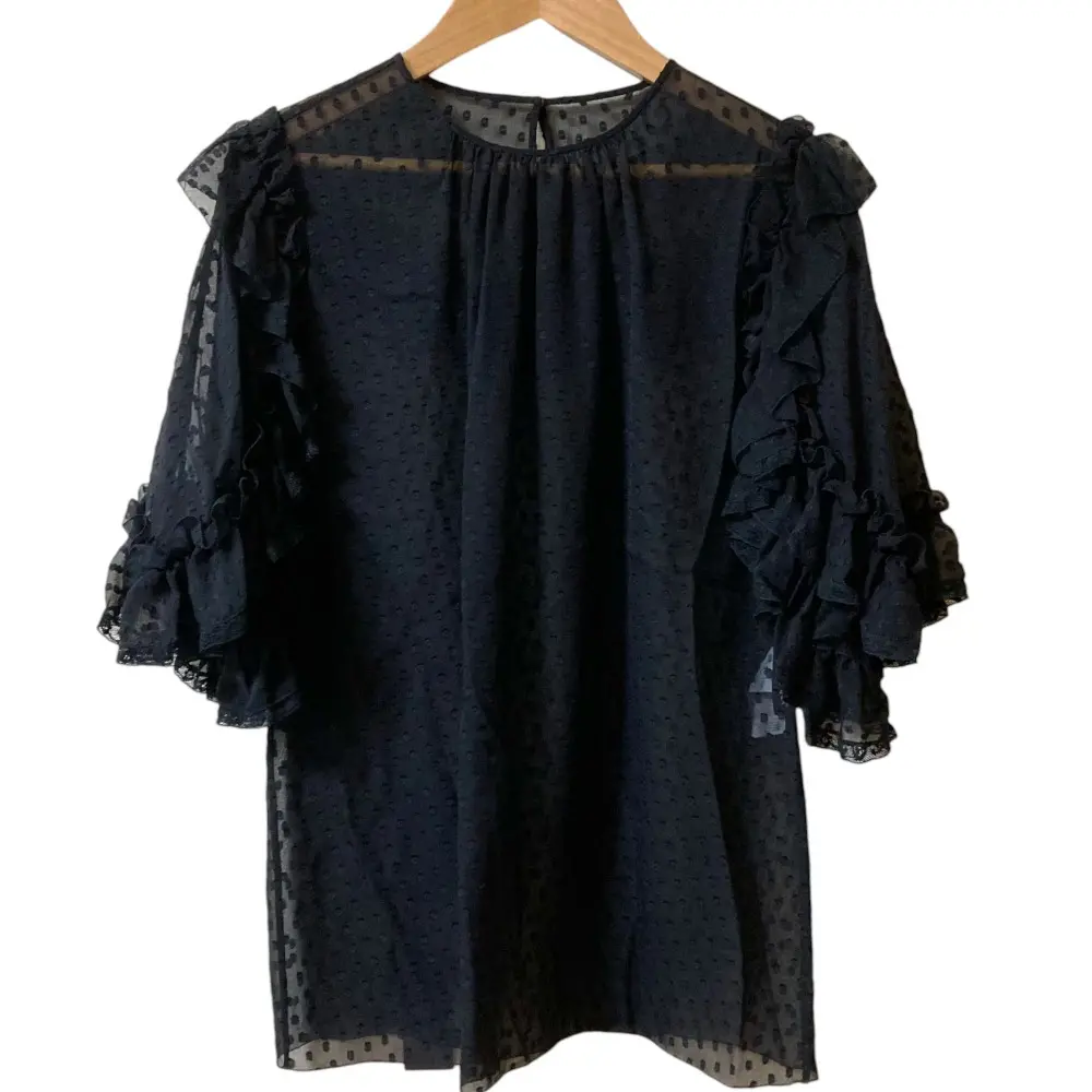 DOLCE&GABBANA ドルチェアンドガッバーナ シルク フリル シアーブラウス サイズ36 ブラック