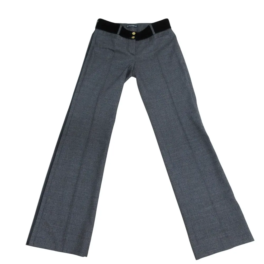 DOLCE&GABBANA ドルチェアンドガッバーナ サイドライン グレンチェック ウール パンツ 40 グレー ブラック