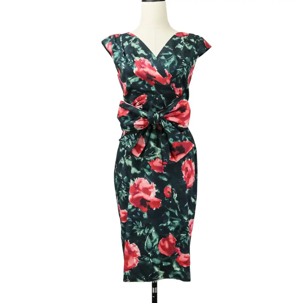 DOLCE＆GABBANA ドルチェアンドガッバーナ フラワープリント ドレス ワンピース サイズ38 グリーン レッド