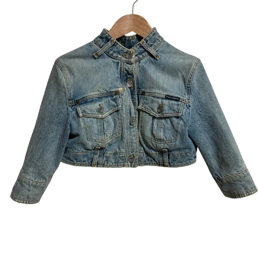 DOLCE＆GABBANA ドルチェ＆ガッバーナ ドルガバ ショート クロップド デニムジャケット Gジャン サイズ40 ライトブルー