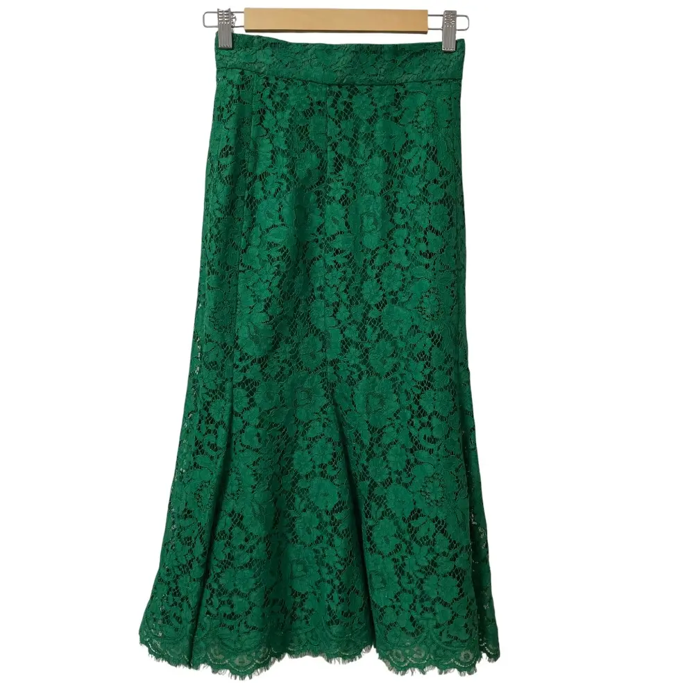 DOLCE&GABBANA ドルチェアンドガッバーナ フラワーレース マーメイド ロングスカート サイズ36 グリーン