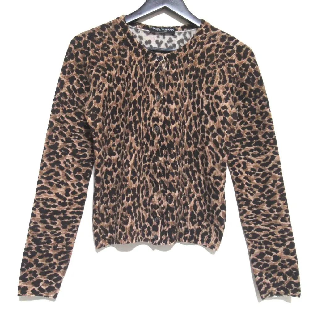 DOLCE&GABBANA ドルチェアンドガッバーナ レオパード柄 カシミヤ ニット カーディガン サイズ36 ブラウン系