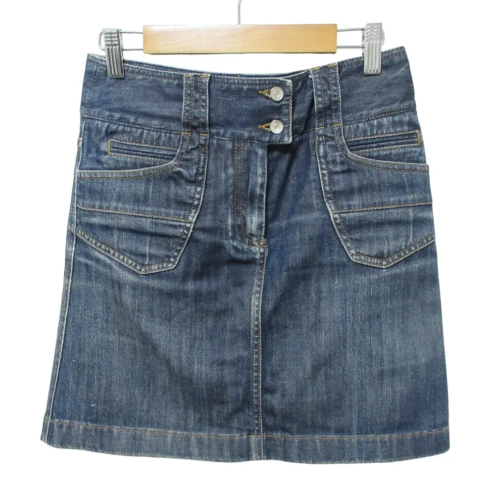 DOLCE & GABBANA ドルチェ&ガッバーナ プレート付き ストレッチ デニムミニスカート サイズ36 ブルー