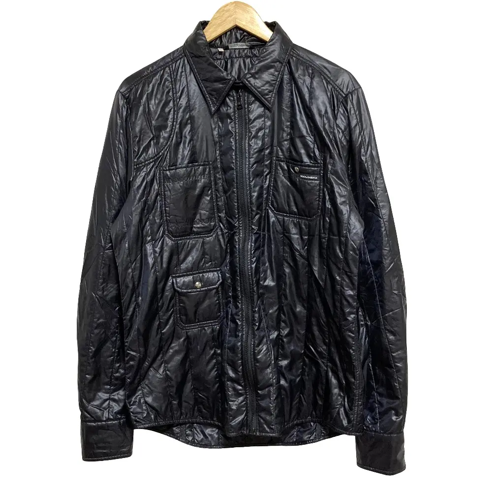 DOLCE&GABBANA ドルチェアンドガッバーナ パデッド キルト シャツジャケット サイズ16/41 ブラック