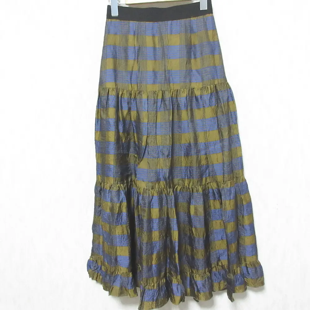 23SS DOUBLE STANDARD CLOTHING ダブルスタンダードクロージング ヴィスコースティアードスカート 0202-110-231A 36 カーキ