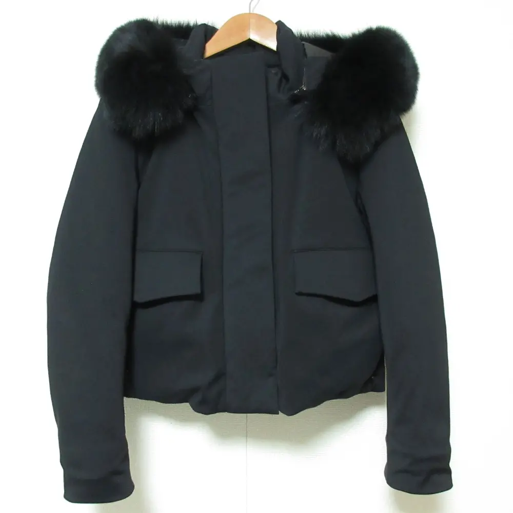 DOUBLE STANDARD CLOTHING ダブルスタンダードクロージング フォックスファー付ボンディングダウンジャケット 36 ブラック