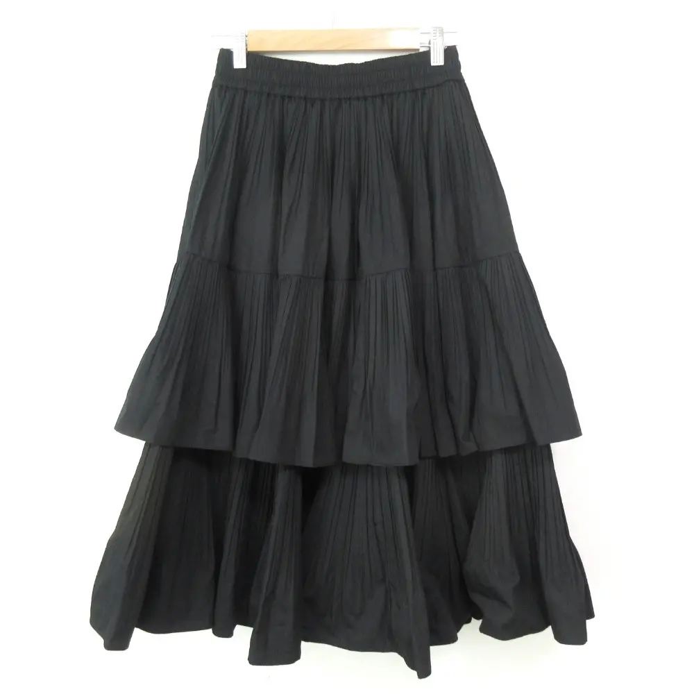 24AW DOUBLE STANDARD CLOTHING ダブルスタンダードクロージング プリーツティアードスカート マキシ丈スカート 36 ブラック