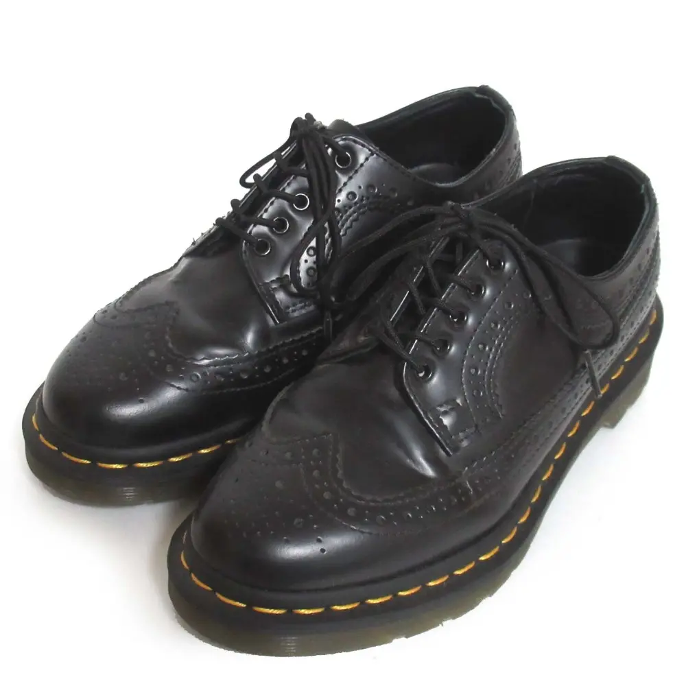Dr.Martens ドクターマーチン 3989 スムースレザー イエローステッチ ブローグシューズ 22210001 UK4 23cm相当 ブラック