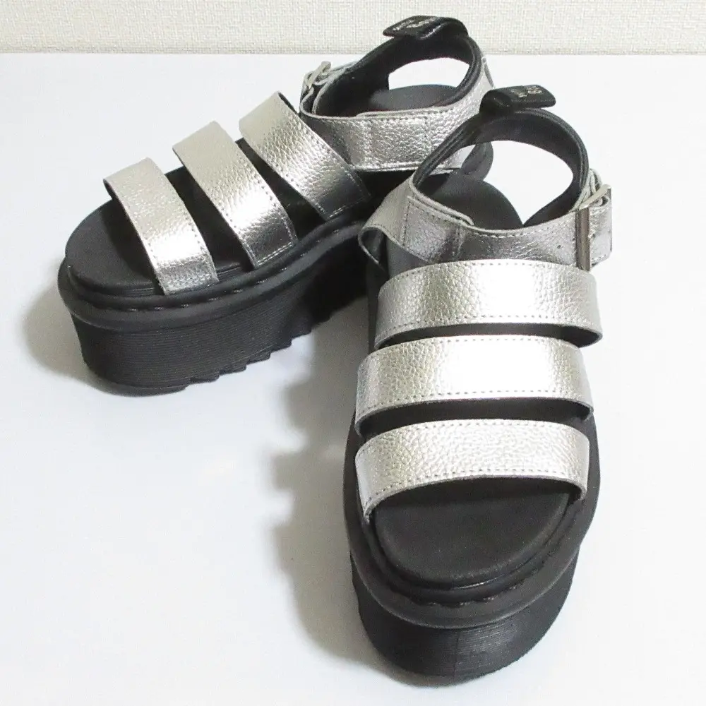 Dr.Martens ドクターマーチン BLAIRE QUAD 厚底 プラットフォーム ストラップサンダル UK3 22cm シルバー×ブラック