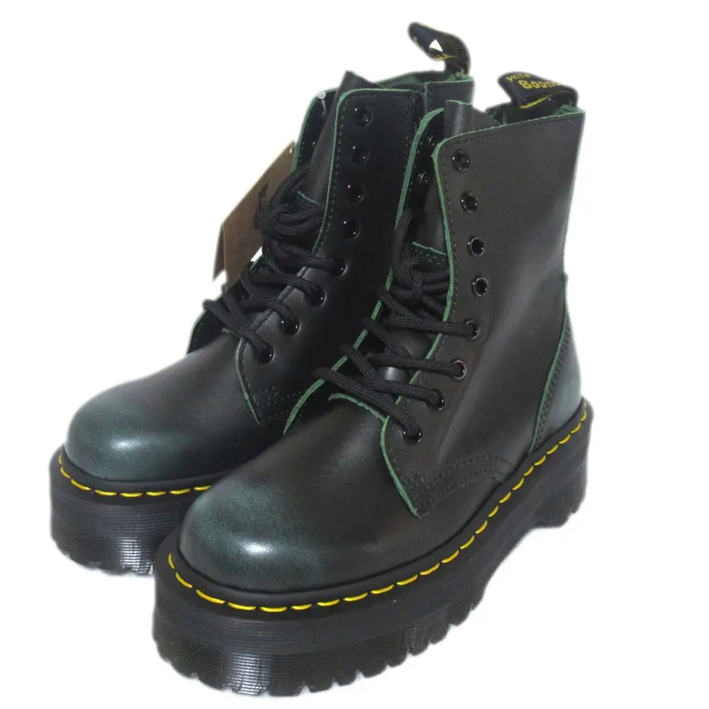 DR. MARTENS ドクターマーチン JADON 8ホールブーツ レースアップショートブーツ 23865300 UK4 23cm ブラック×グリーン