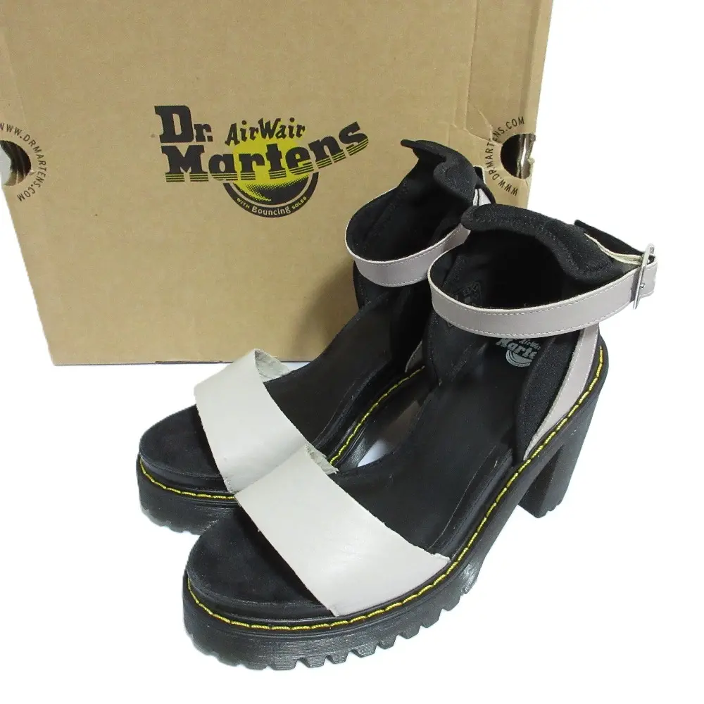 Dr.Martens ドクターマーチン MEDEA アンクルストラップ ヒールサンダル UK4 23.0cm相当 グレー ブラック