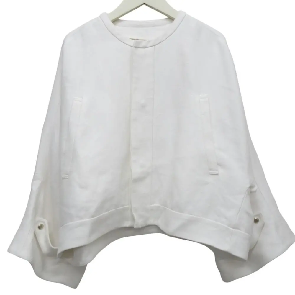 Drawer ドゥロワー リネン ボリュームスリーブ ノーカラージャケット 6522-299-0500 サイズ36 ホワイト