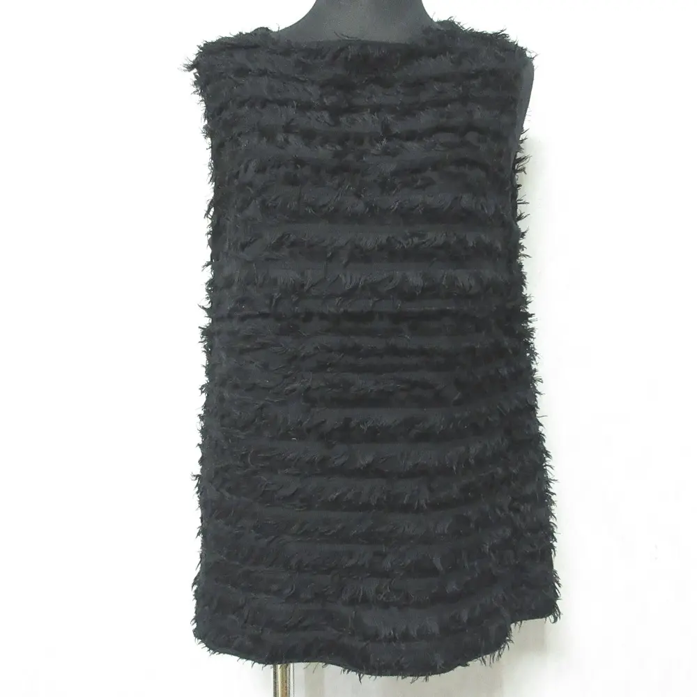 Drawer ドゥロワー ノースリーブ プルオーバー フリンジ ニット カットソー 6518-299-0263 ブラック