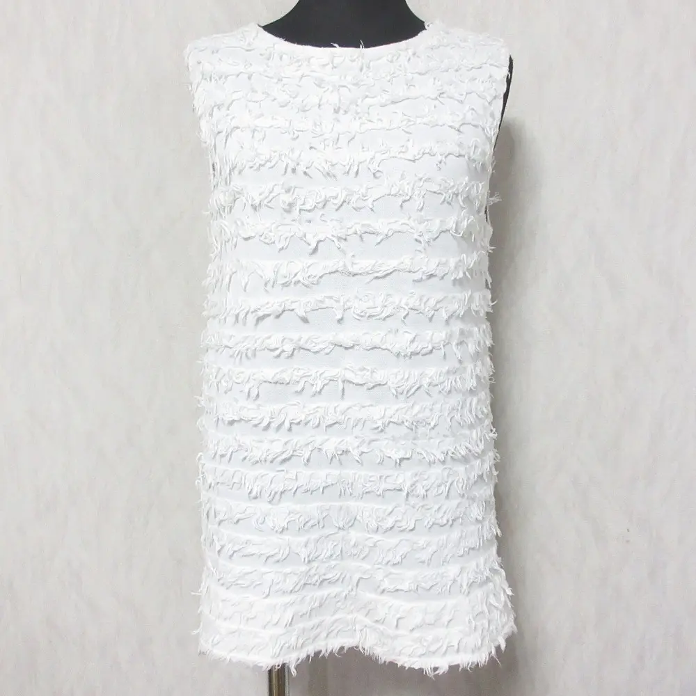 Drawer ドゥロワー ノースリーブ プルオーバー フリンジ ニット カットソー 6518-299-0263 1 ホワイト