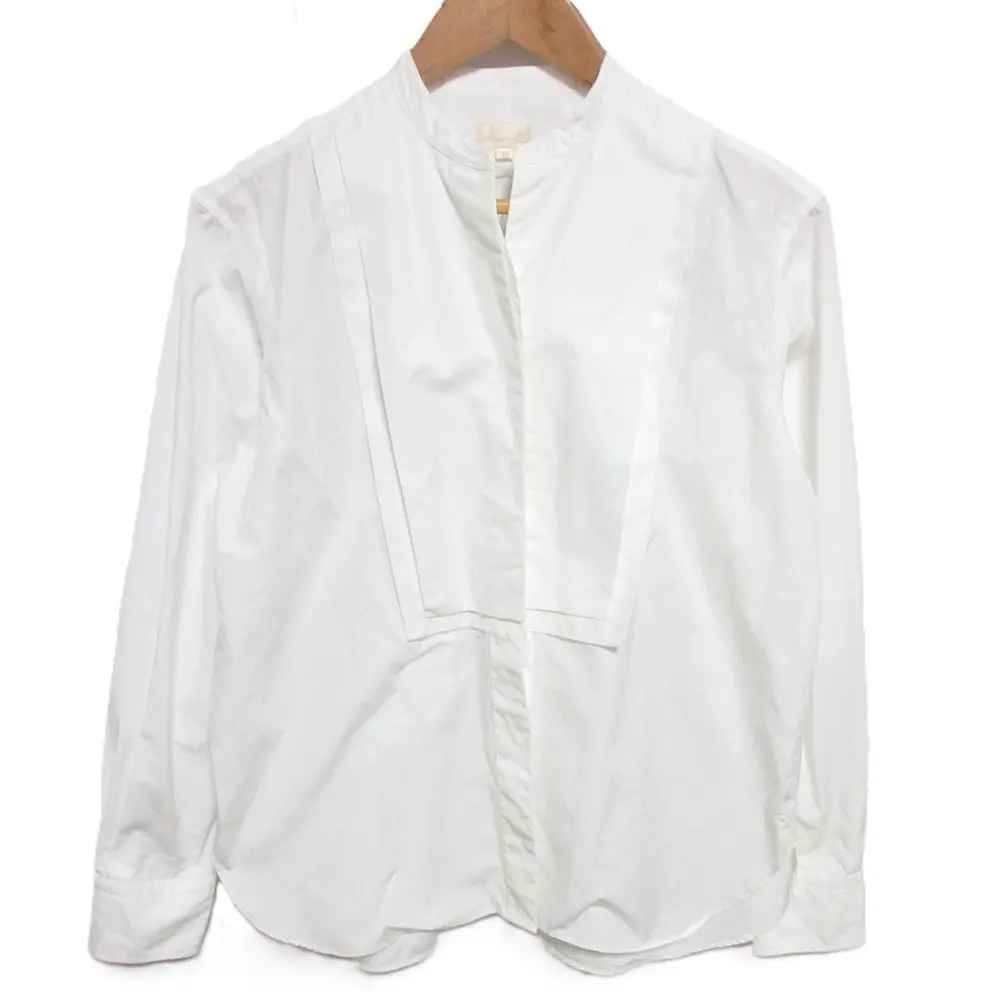 Drawer ドゥロワー 長袖 比翼ボタン スタンドカラーシャツ ブラウス 6511-218-0466 36 ホワイト