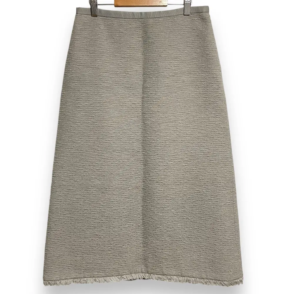 Drawer ドゥロワー FABRICA社製生地 ひざ下丈 スソフリンジツイードスカート 6524-234-1423 36 グレー