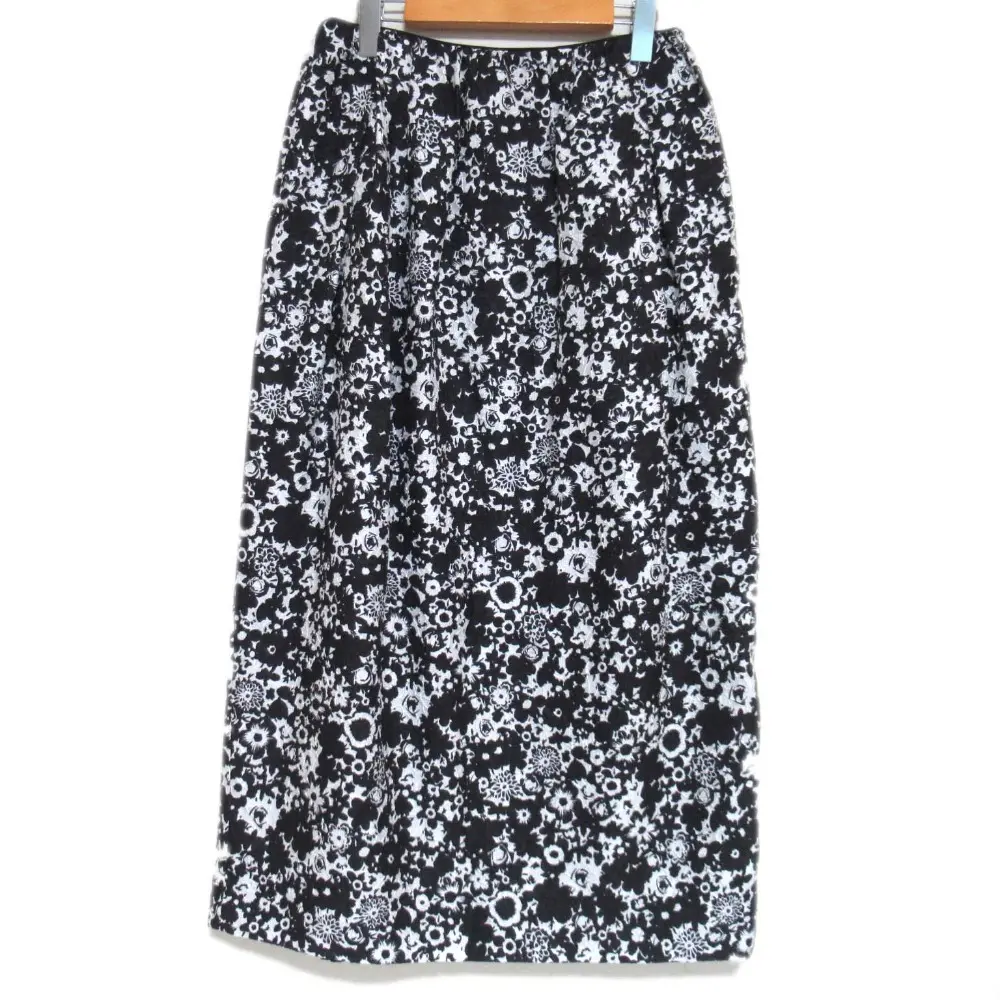 22AW Drawer ドゥロワー 花柄 シルクナイロンフラワージャガードスカート 36サイズ ブラック×ホワイト