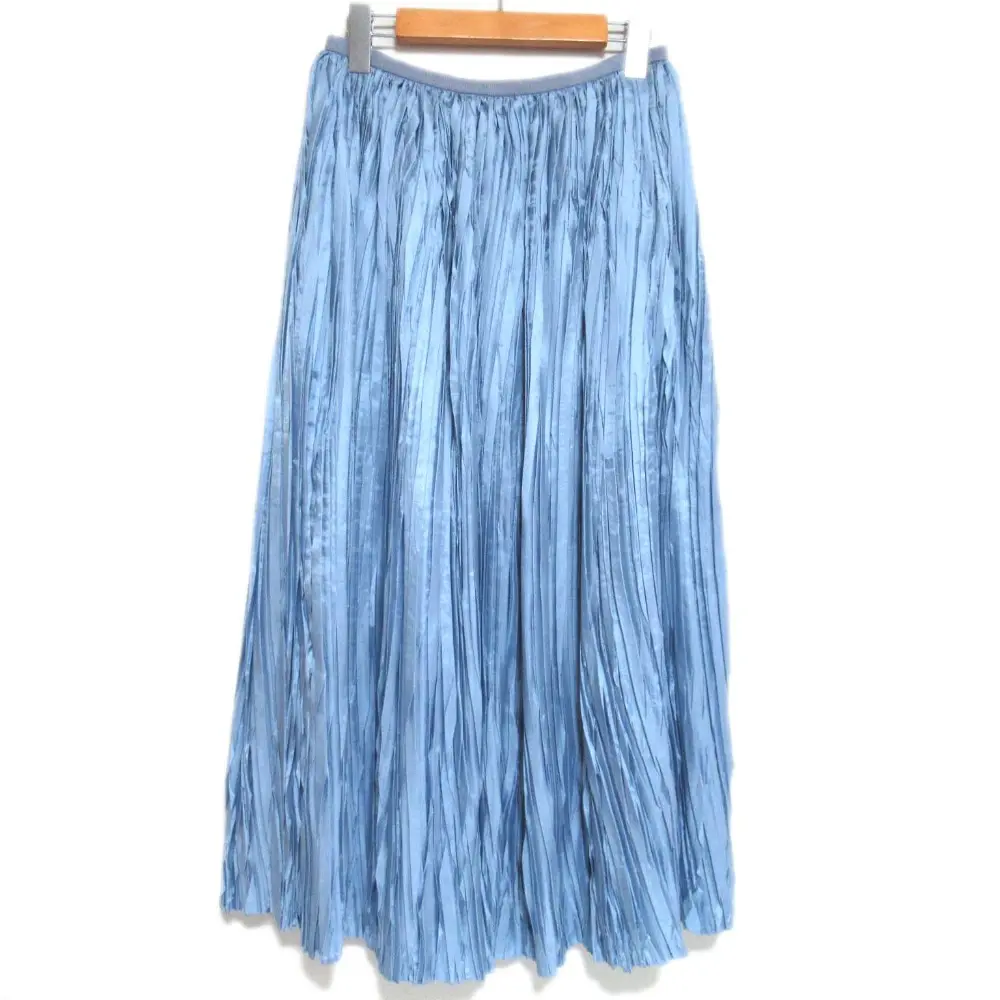 Drawer ドゥロワー ミモレ丈 ロング丈 ランダムプリーツスカート 6524-299-1540 36サイズ ブルー