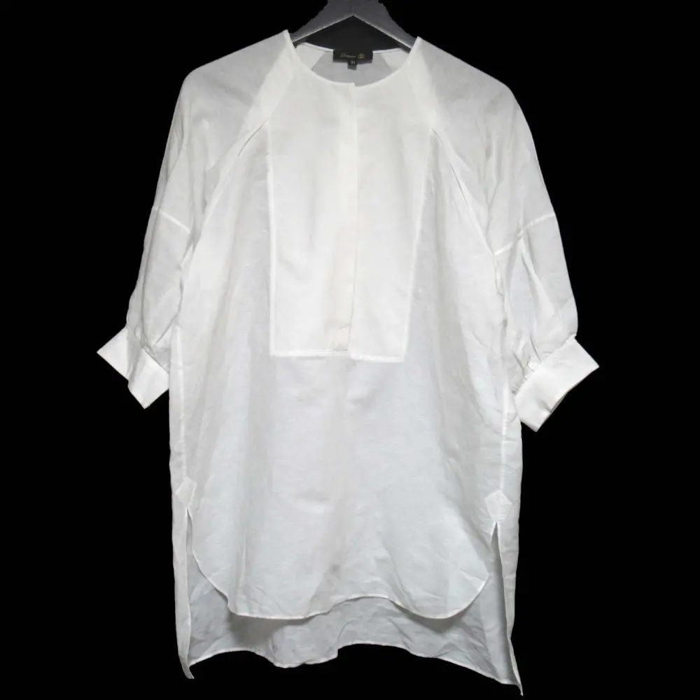 22SS Drawer ドゥロワー リネンコットン スラブハーフスリーブブラウス プルオーバー シャツ 6521-299-0992 38サイズ ホワイト