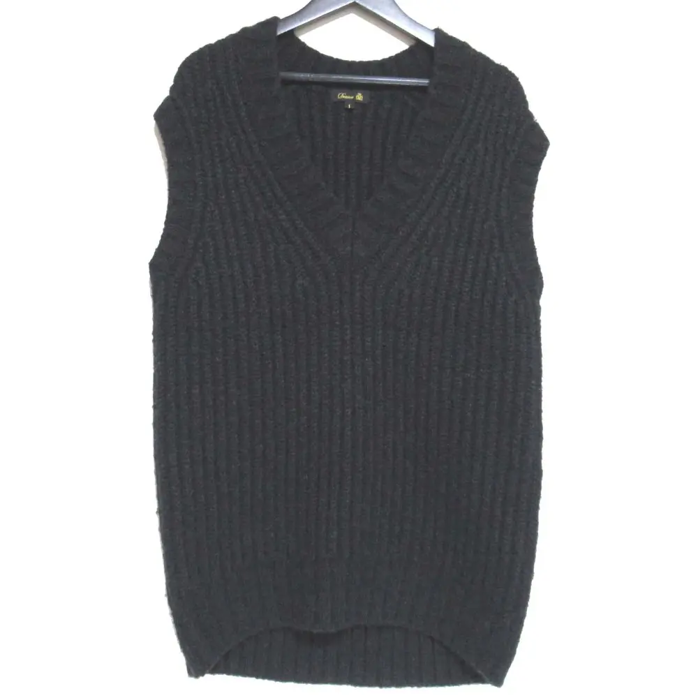 22AW Drawer ドゥロワー ウール キャメルブレンド 3G畔編み Vネック オーバーサイズ ニットベスト 1サイズ チャコールグレー