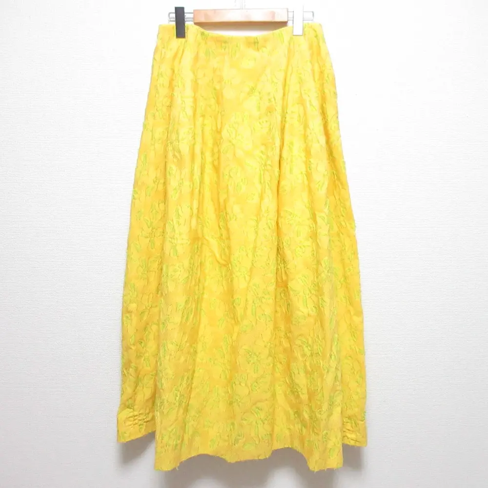 Drawer ドゥロワー SPRING フラワージャカード ダーツフレアスカート 6524-299-1730 サイズ40 イエロー系