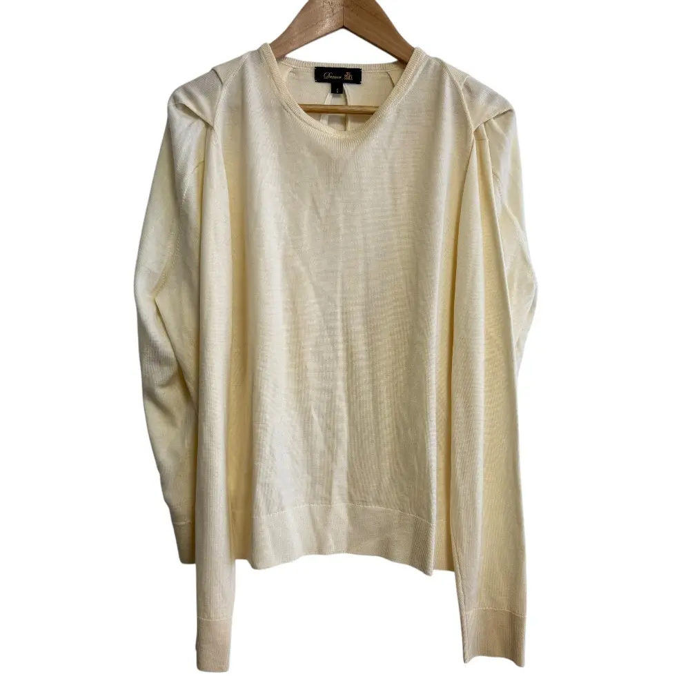 DRAWER ドゥロワー バックタック プリーツ ウール プルオーバーニット 長袖 セーター カットソー 1 アイボリー