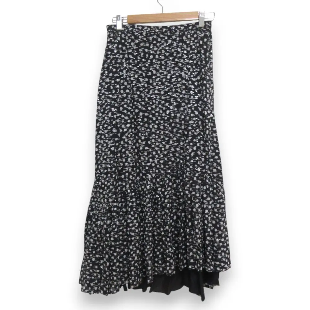 DRAWER ドゥロワー D WT2 RY/PL CUT JQD SK ドット総柄 ジャガード ロングスカート サイズ38 ブラック×ホワイト