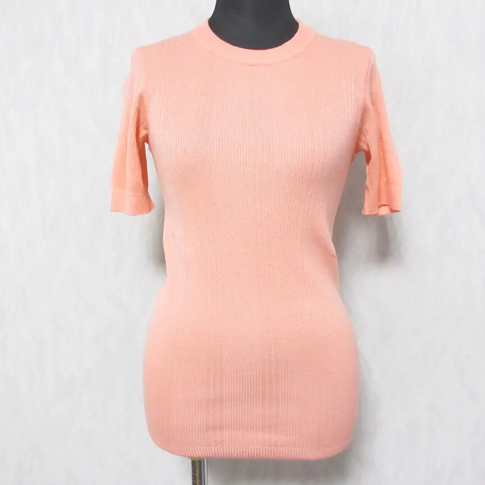 DRAWER ドゥロワー クルーネック ショートスリーブ 半袖 プルオーバー リブニット カットソー 6517-299-0659 ピンク