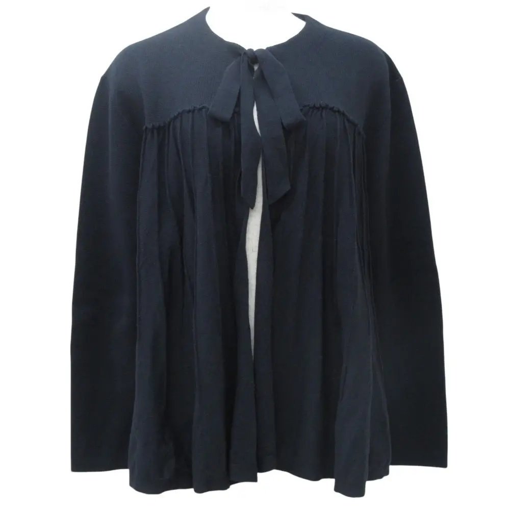 Drawer ドゥロワー 14G×16Gコットンシルク ミラノ編みカーディガン 6515-105-0558 サイズF ネイビー