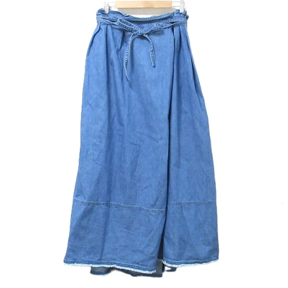 Drawer ドゥロワー D MS DENIM GATH LNG SKT フリンジ ラップ風 ロング デニムスカート 6524-299-1083 36 ブルー