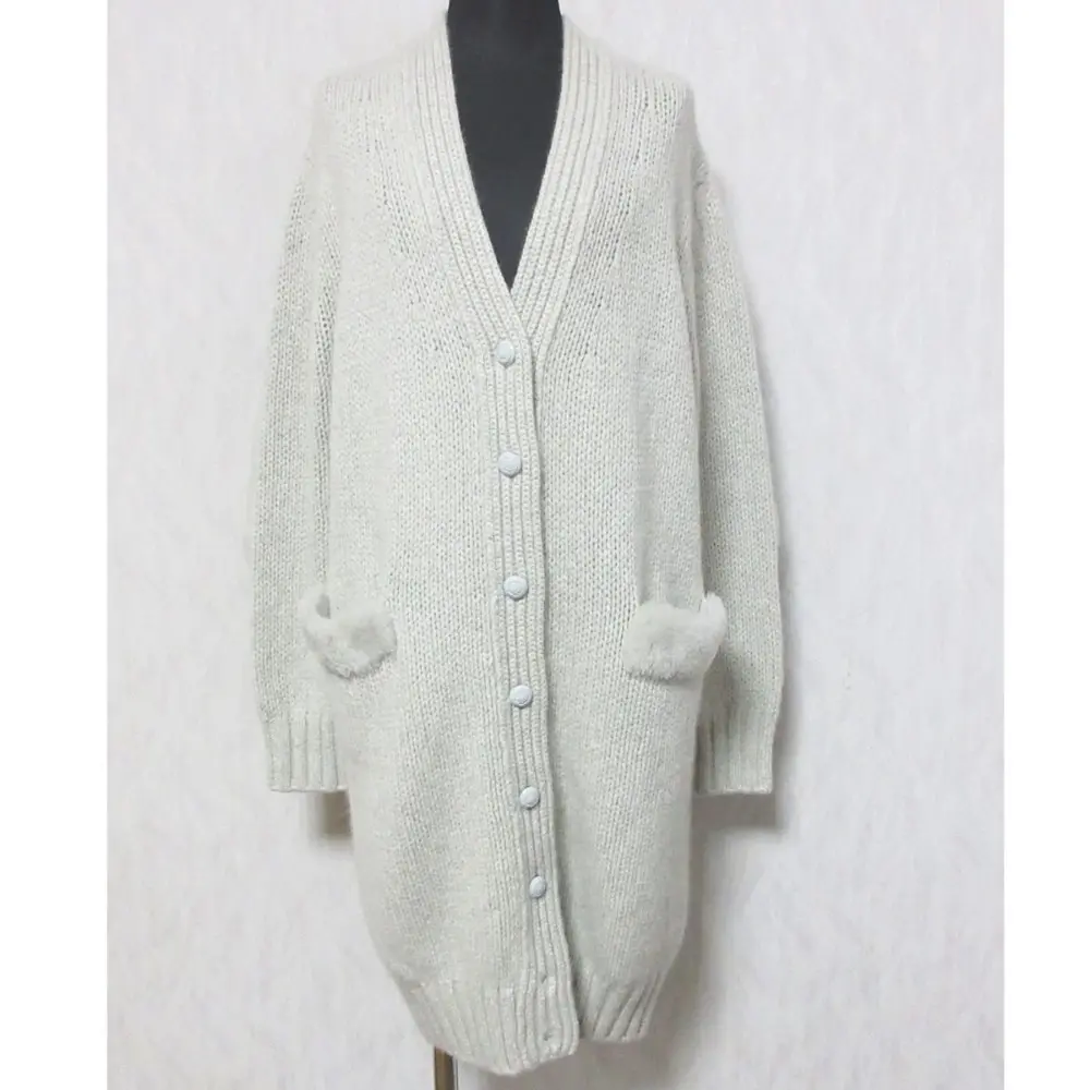 Drawer ドゥロワー ムートンパッチロングカーディガン 6515-199-0460 1 グレー