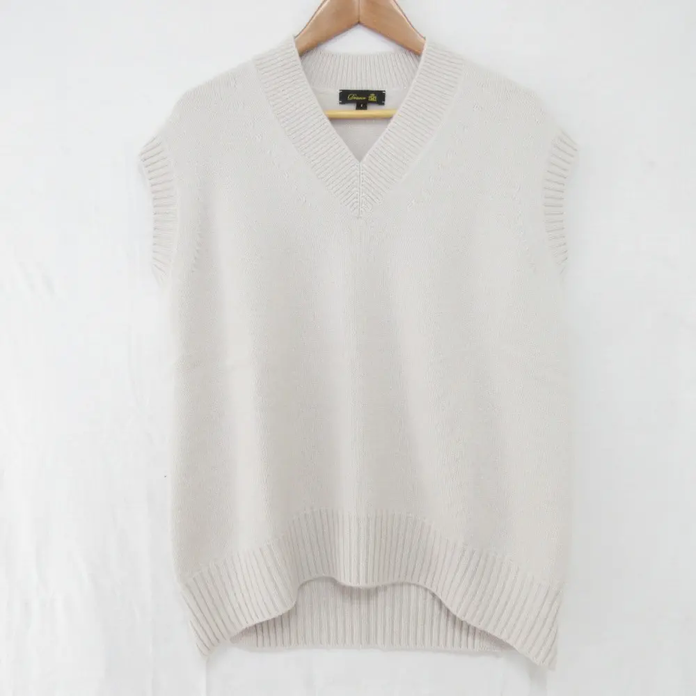 21AW Drawer ドゥロワー 7Gカシミヤ Vネック ノースリーブセーター ニットベスト 6518-106-0460 サイズ1 ライトグレー