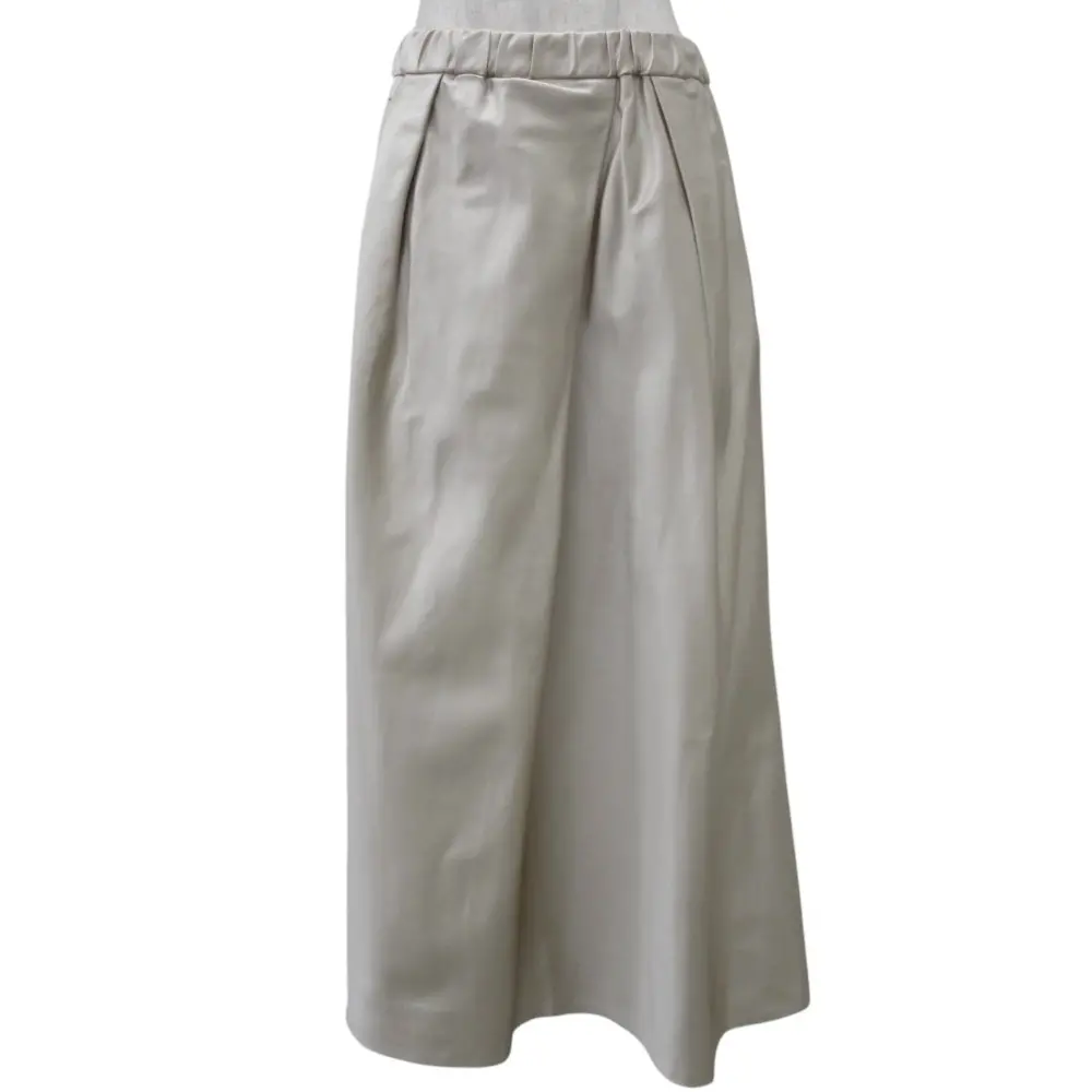 Drawer ドゥロワー シルク100% フロントタック イージーウエスト ロングスカート 3524-299-1754 サイズ38 ベージュ