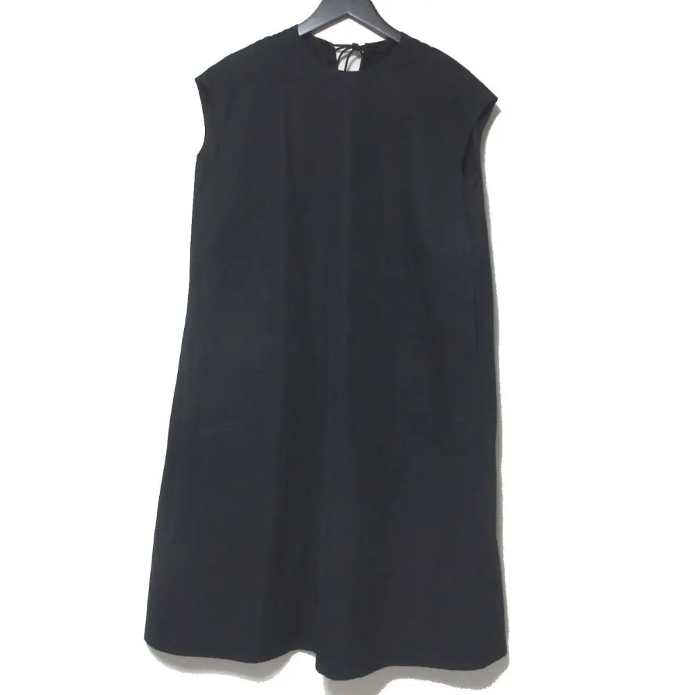 Drawer ドゥロワー ミモレ丈 コットン ノースリーブ ワンピース 6526-299-1191 36サイズ ダークネイビー