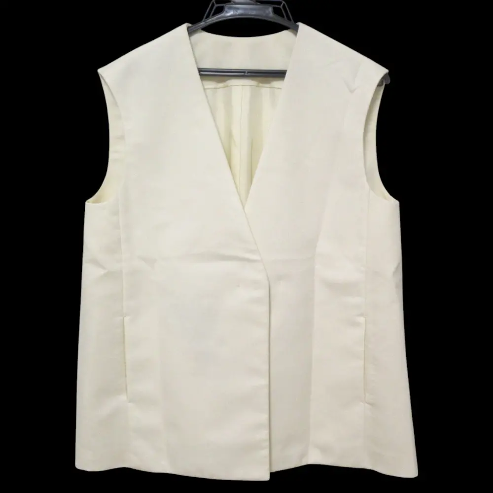 24SS DRAWER ドゥロワー ウールモヘア サキソニージレ Vネック ベスト 6521-234-1216 サイズ36 オフホワイト