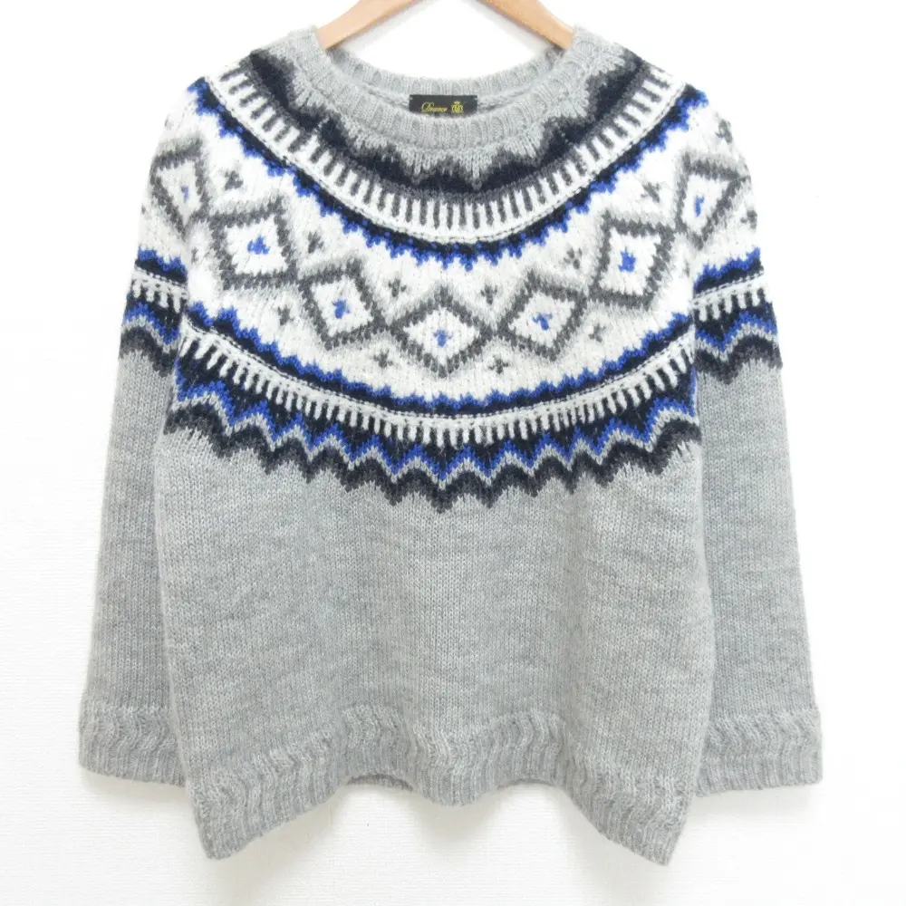 Drawer ドゥロワー アルパカ モヘヤブレンド ジャガード編み ノルディック ニット セーター 6513-199-1145 グレー