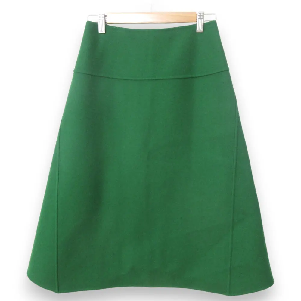 DRAWER ドゥロワー ウール100％ バックジップ ミモレ丈 フレアスカート