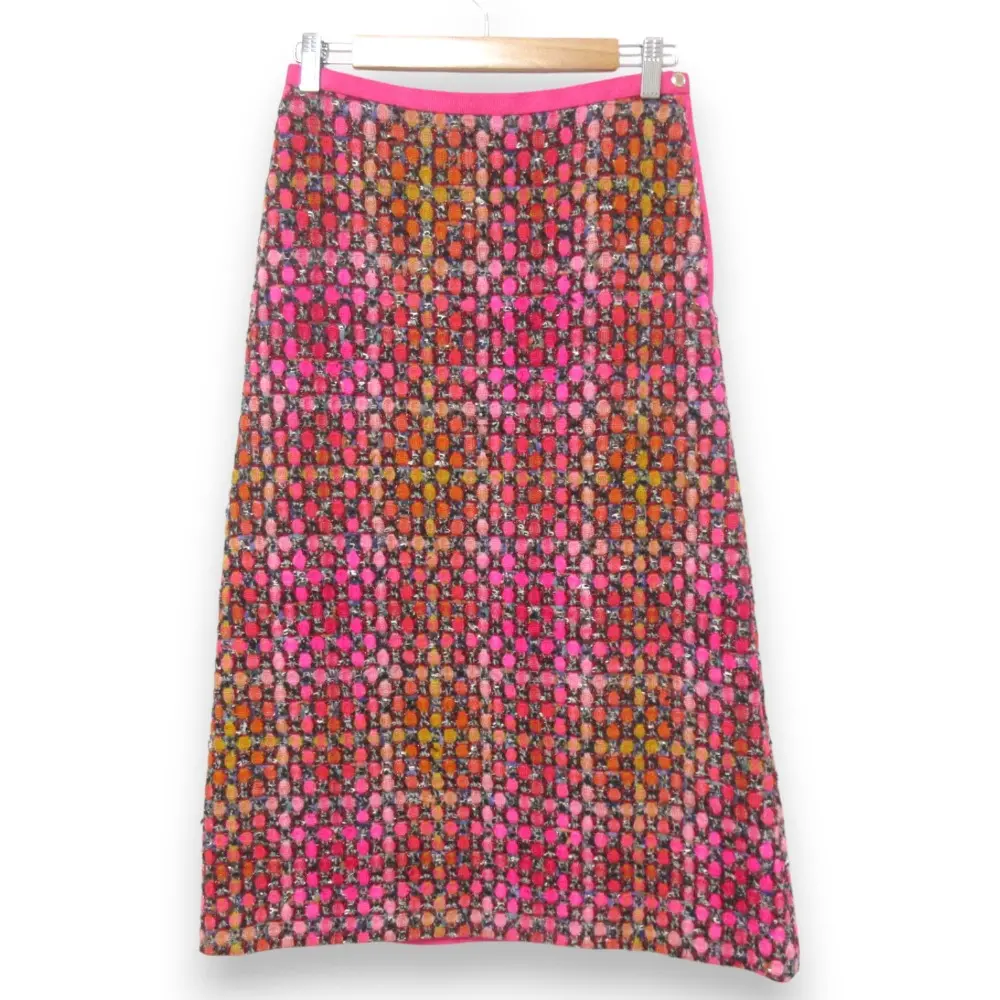 22AW DRAWER ドゥロワー ウール ミックスツイード ロングスカート 6524-299-1660 サイズ36 ピンク系