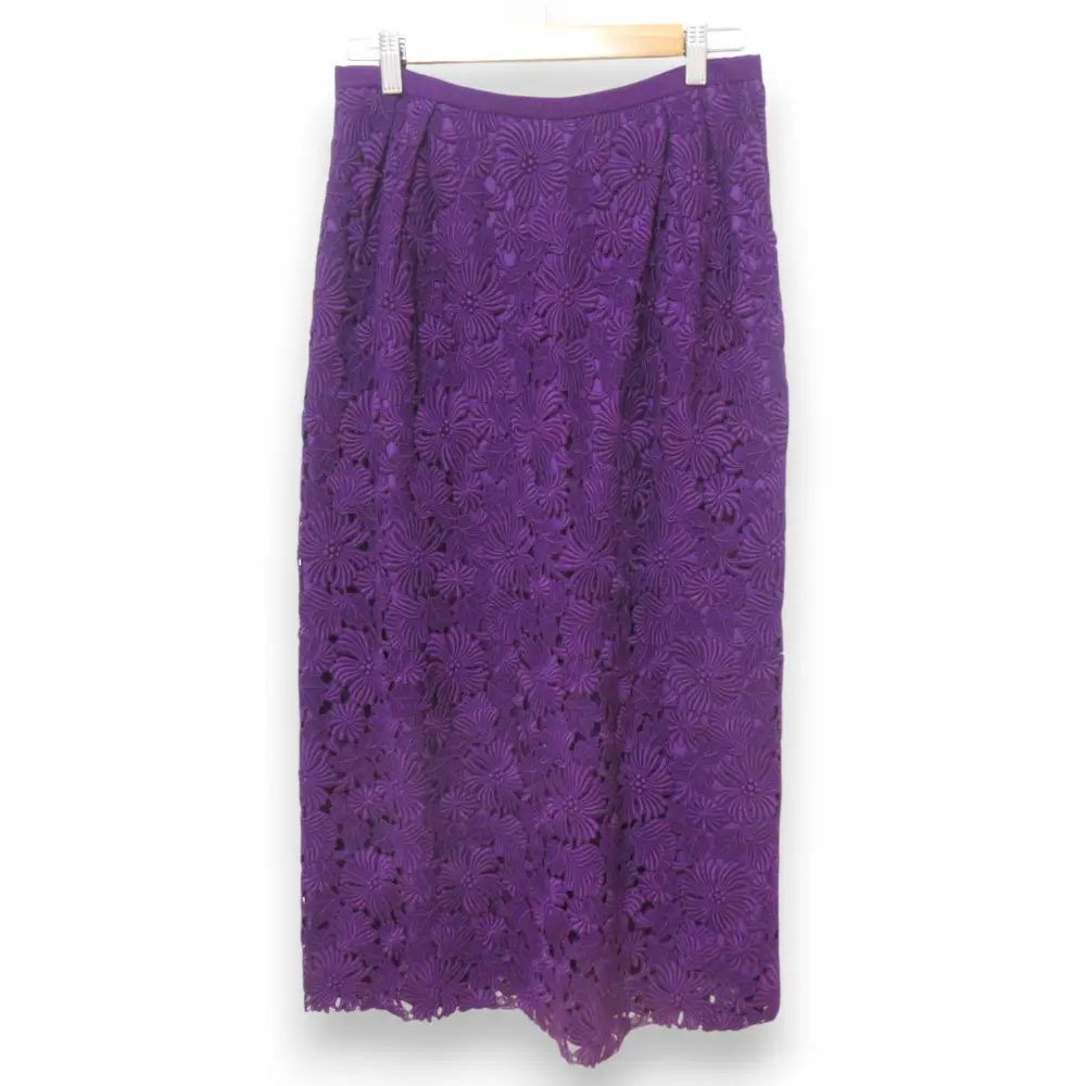 DRAWER ドゥロワー コットンエンブロイダリー ロングタイトスカート 6524-299-1685 サイズ38 パープル